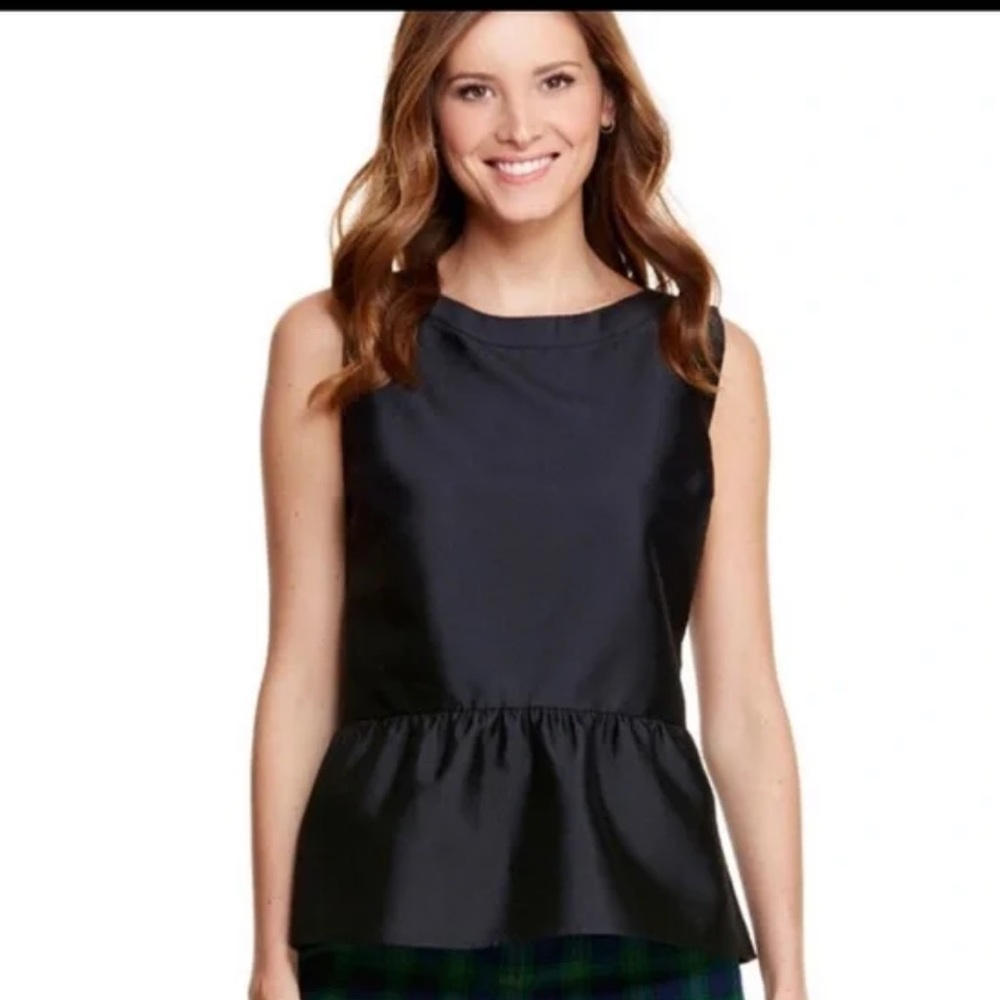 Vineyard vines black silk peplum blouse
